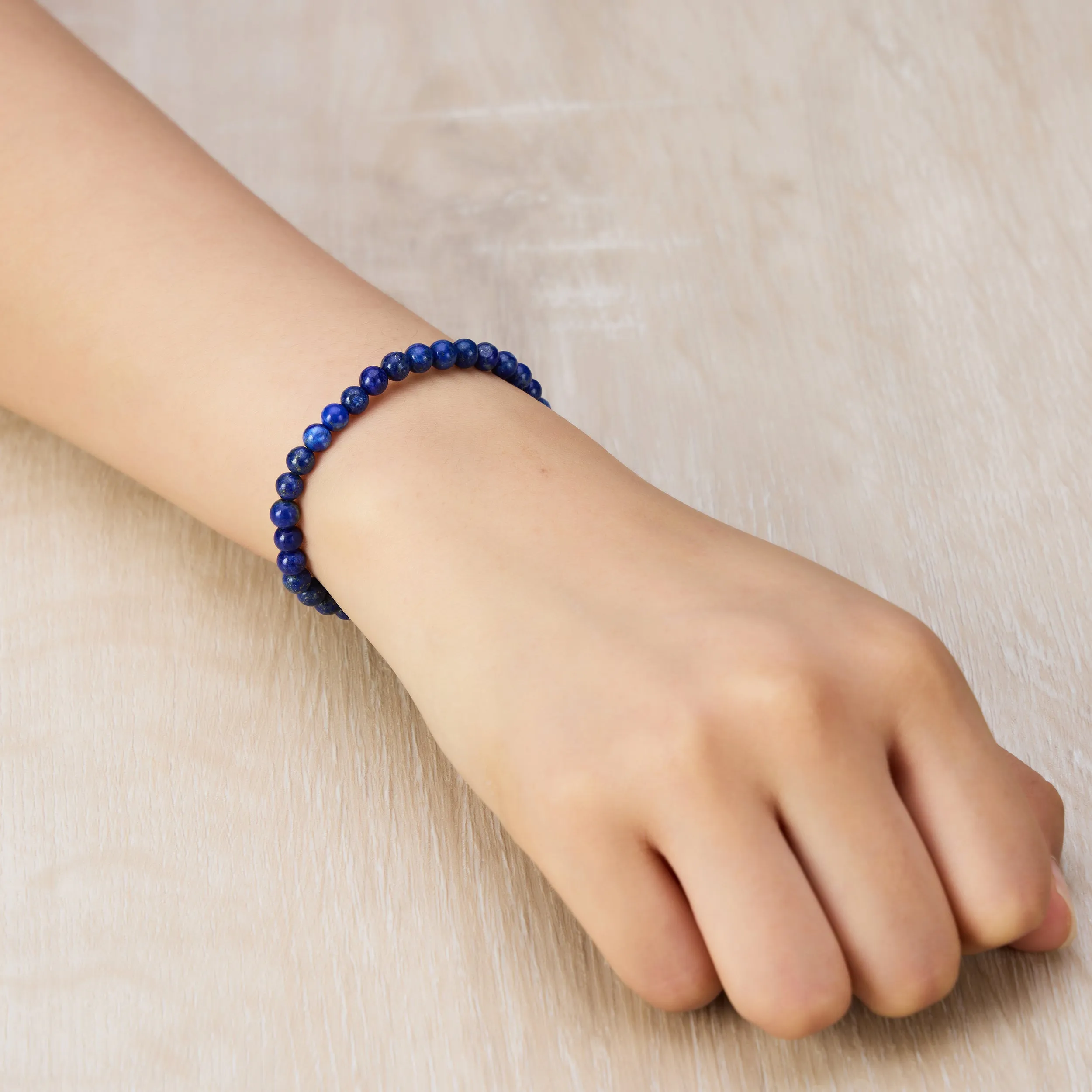 Lapis Mini Beaded Gemstone Stretch Bracelet