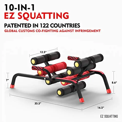 MBB EZ Squatting, Roller Massage Machine,Home Gym Equipment, 10 in 1 Exercise Machine,Ab Machine,Burn Fat All Over Your Body,Protect Your Knees. Abs and Total Body Workout,Brand and Patent Owner