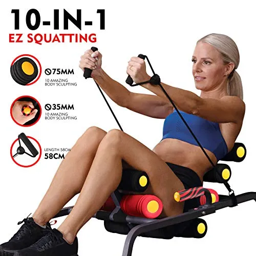 MBB EZ Squatting, Roller Massage Machine,Home Gym Equipment, 10 in 1 Exercise Machine,Ab Machine,Burn Fat All Over Your Body,Protect Your Knees. Abs and Total Body Workout,Brand and Patent Owner