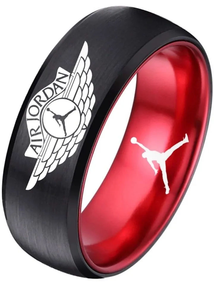 Michael Jordan Ring 8mm Black & Red Wedding Ring Sizes 6 -13 #jordan #airjordan #jordanbrand