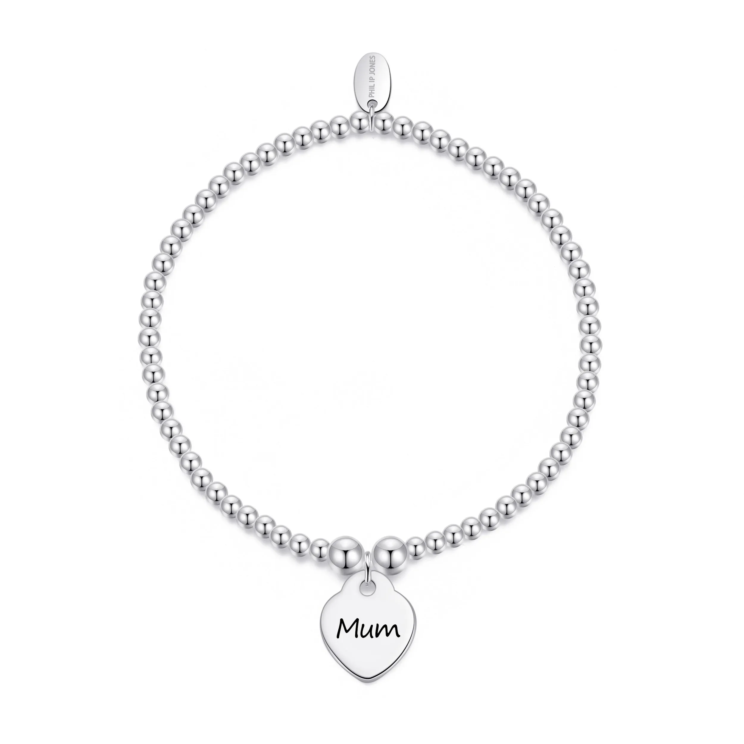 Mum Heart Charm Beaded Stretch Bracelet