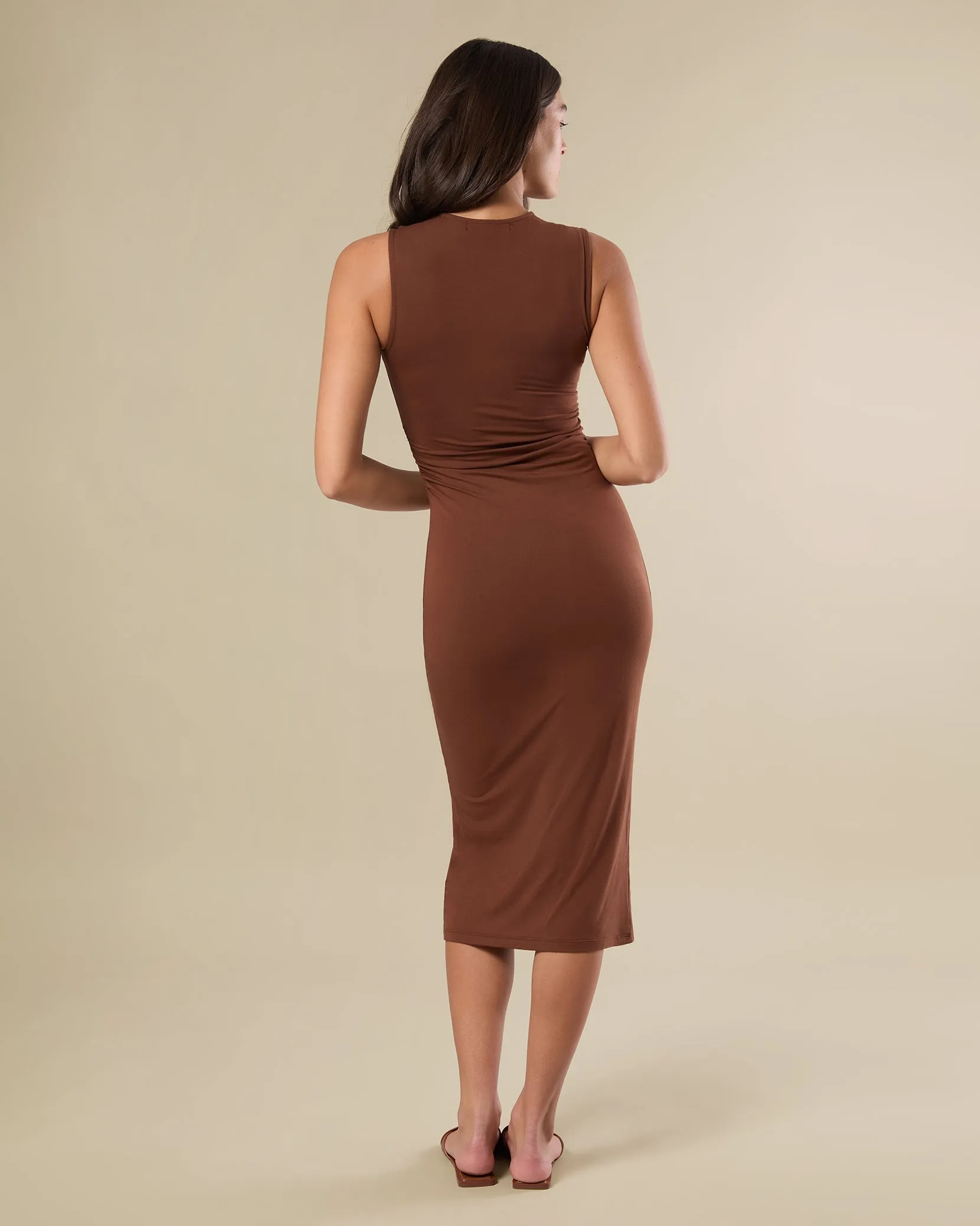 Muscle Tank Ruched Midi Dress