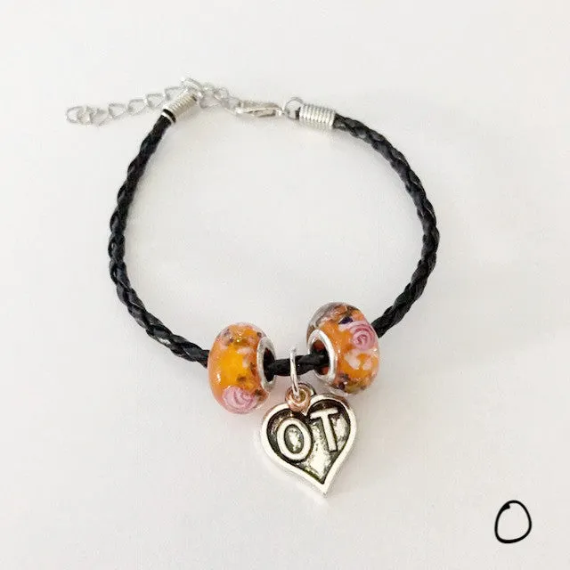 OT leather bracelet with Murano bead