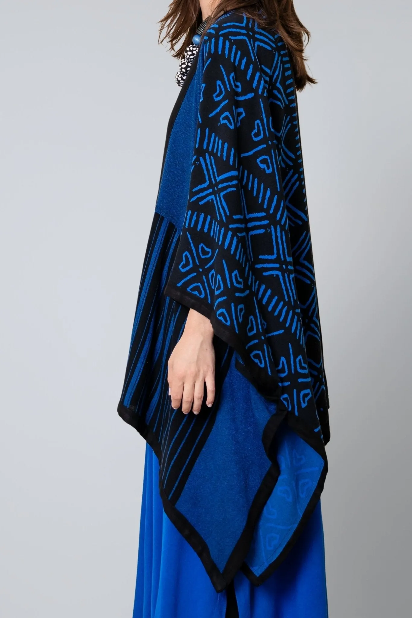 Printed Ruana - Electric Blue