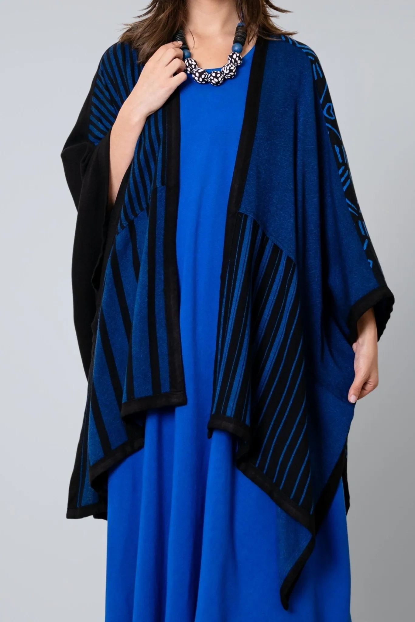 Printed Ruana - Electric Blue