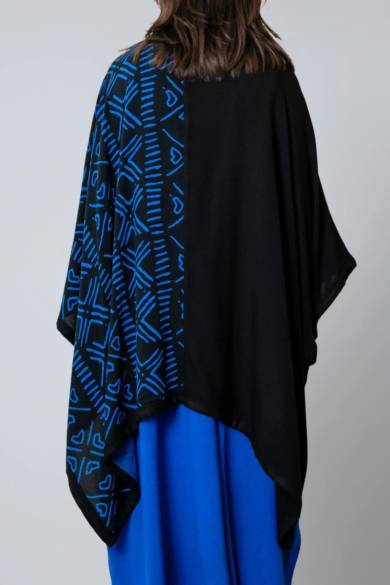 Printed Ruana - Electric Blue