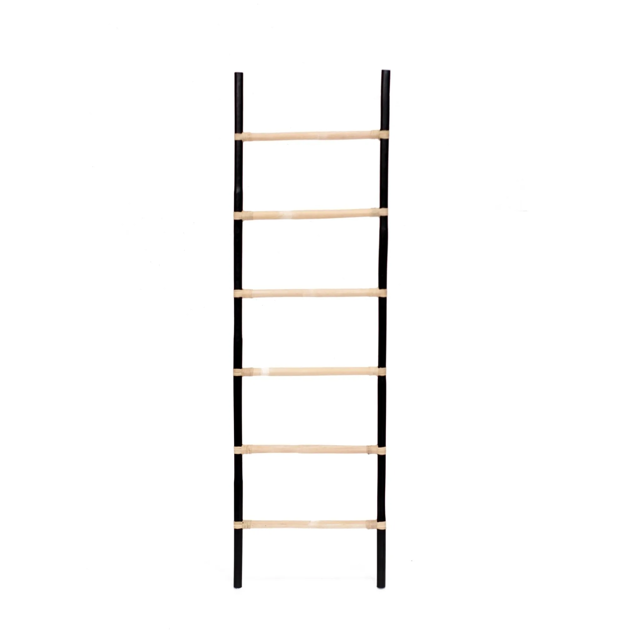 RATTAN DECORATIVE LADDER - BLACK/NATURAL