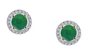 Simulated Emerald Diamond Halo Earrings E0328CET