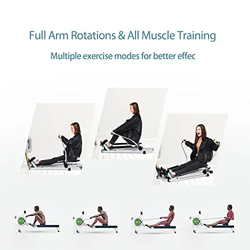 Sporfit Hydraulic Rowing Machine- Full Motion Rower, Foldable Rowing Machines w/Adjustable Resistance & LCD Monitor for Cardio Exercise, Home/Office/Apartment