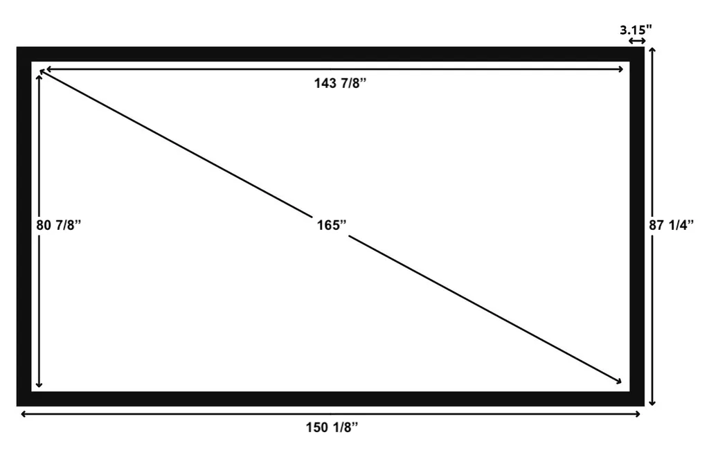 STR-169165-AGS Silver Ticket, 165" 16:9 4K / 8K Fixed Frame Projector Screen, AGS Dark Grey Material