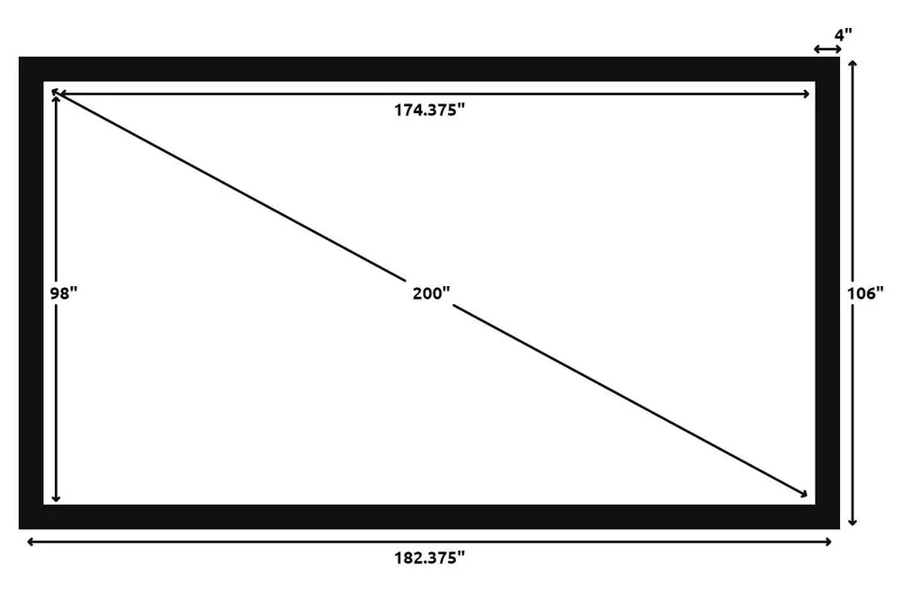 STR-169200-AGS Silver Ticket, 200", 4K / 8K Ultra HD & HDR Ready, 16:9 Cinema Format, (6 Piece Fixed Frame) Projector Screen, AGS Dark Grey Material