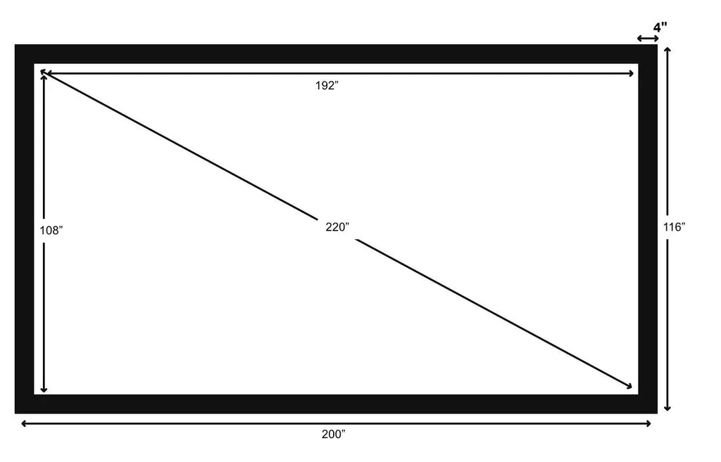 STR-169220-2GS Silver Ticket, 220" Diagonal, 16:9 Cinema Format, 4K / 8K Ultra HD & HDR Ready, HDTV (6 Piece Fixed Frame) Projector Screen, Solid Grey Material