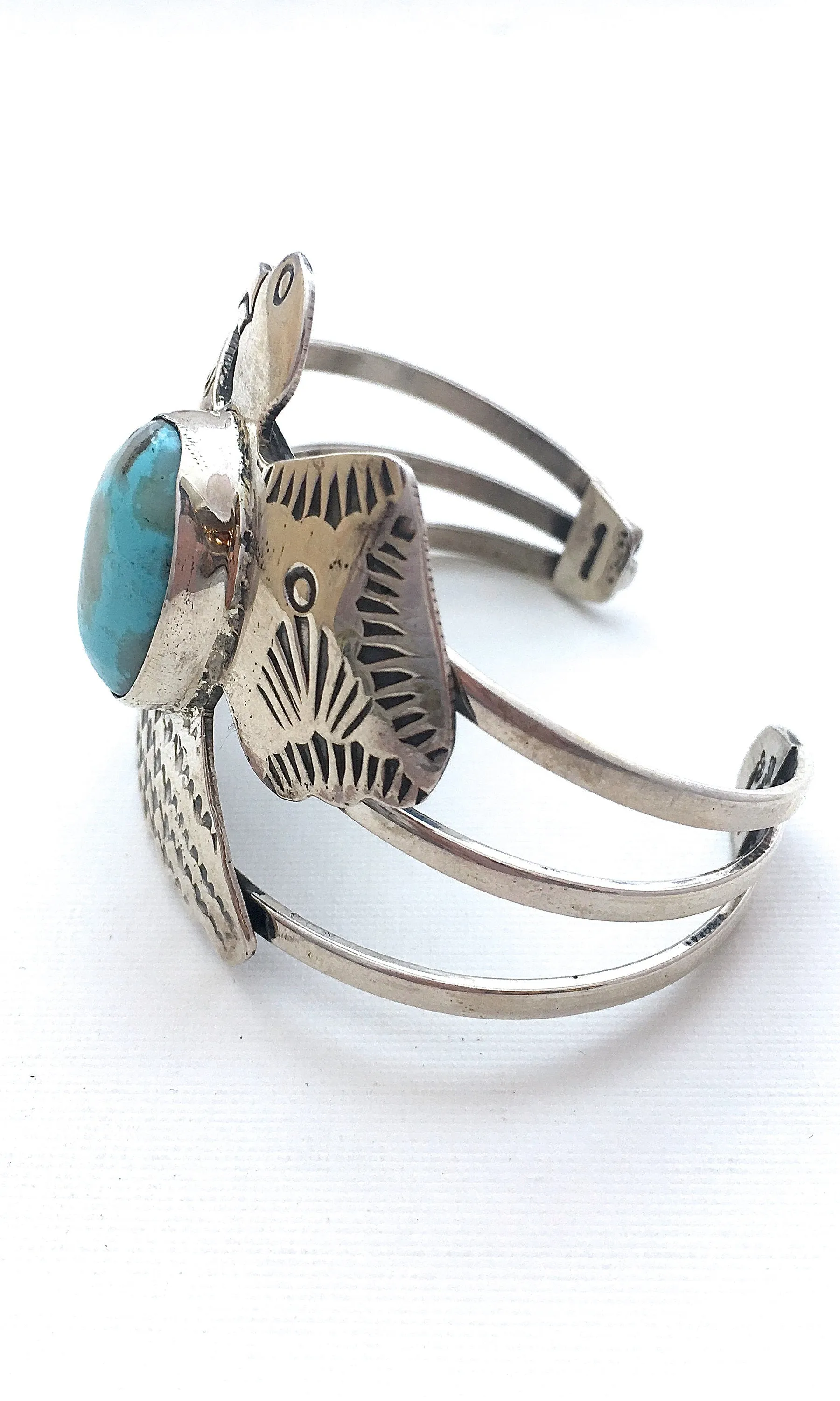 THUNDERBIRD Silver & Turquoise Large Cuff by Chimney Butte