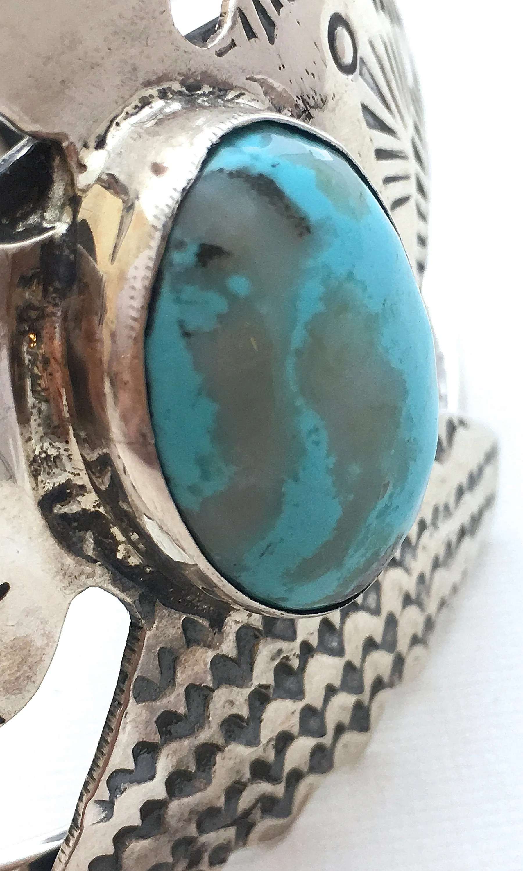 THUNDERBIRD Silver & Turquoise Large Cuff by Chimney Butte