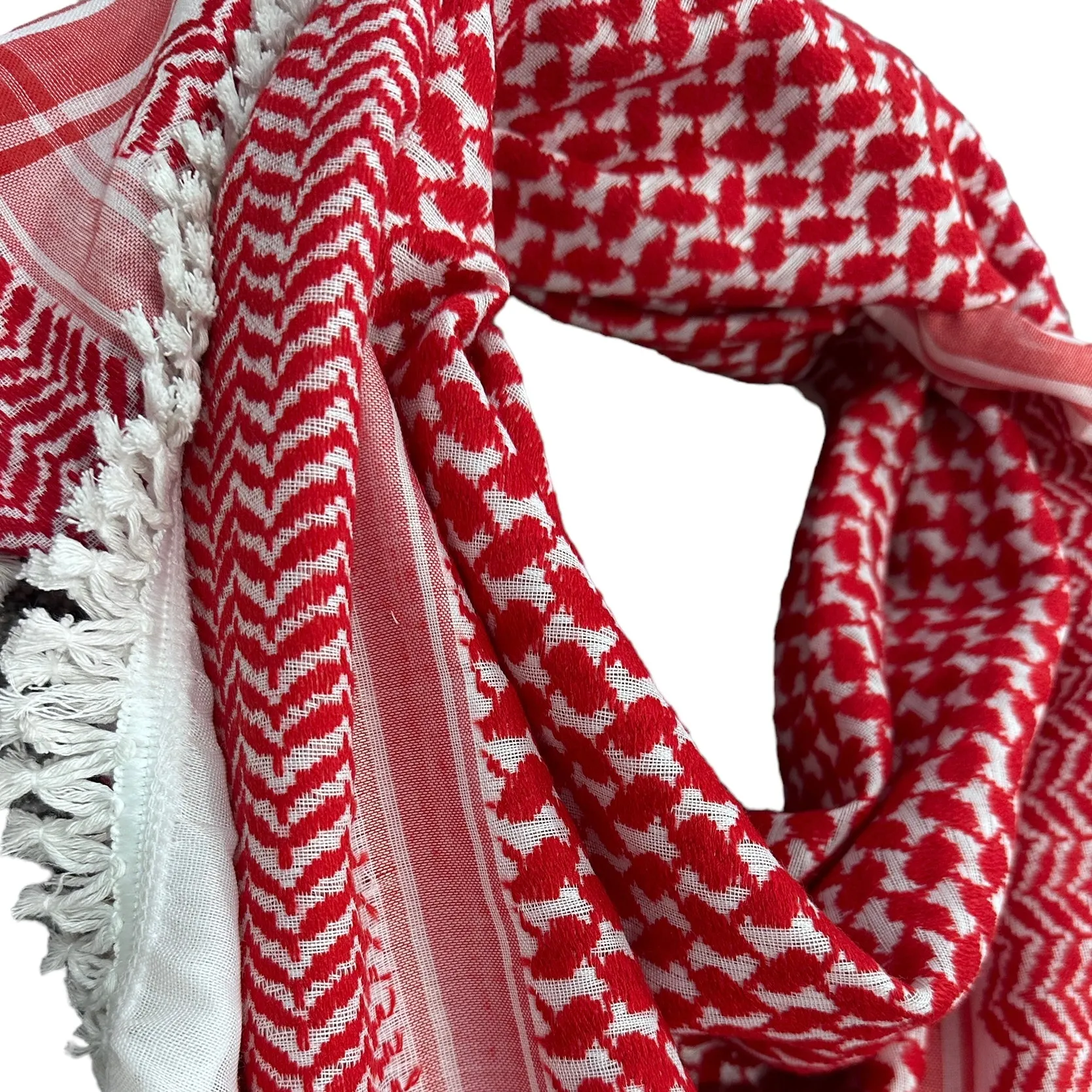 Woven Shemagh Kufiya Red & White - Palestinian Made