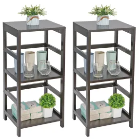 ZENY™ 3-Shelf Open Wood Shelving Unit, Living Room End Table, Side Table w/ Storage Shelf Set of 2