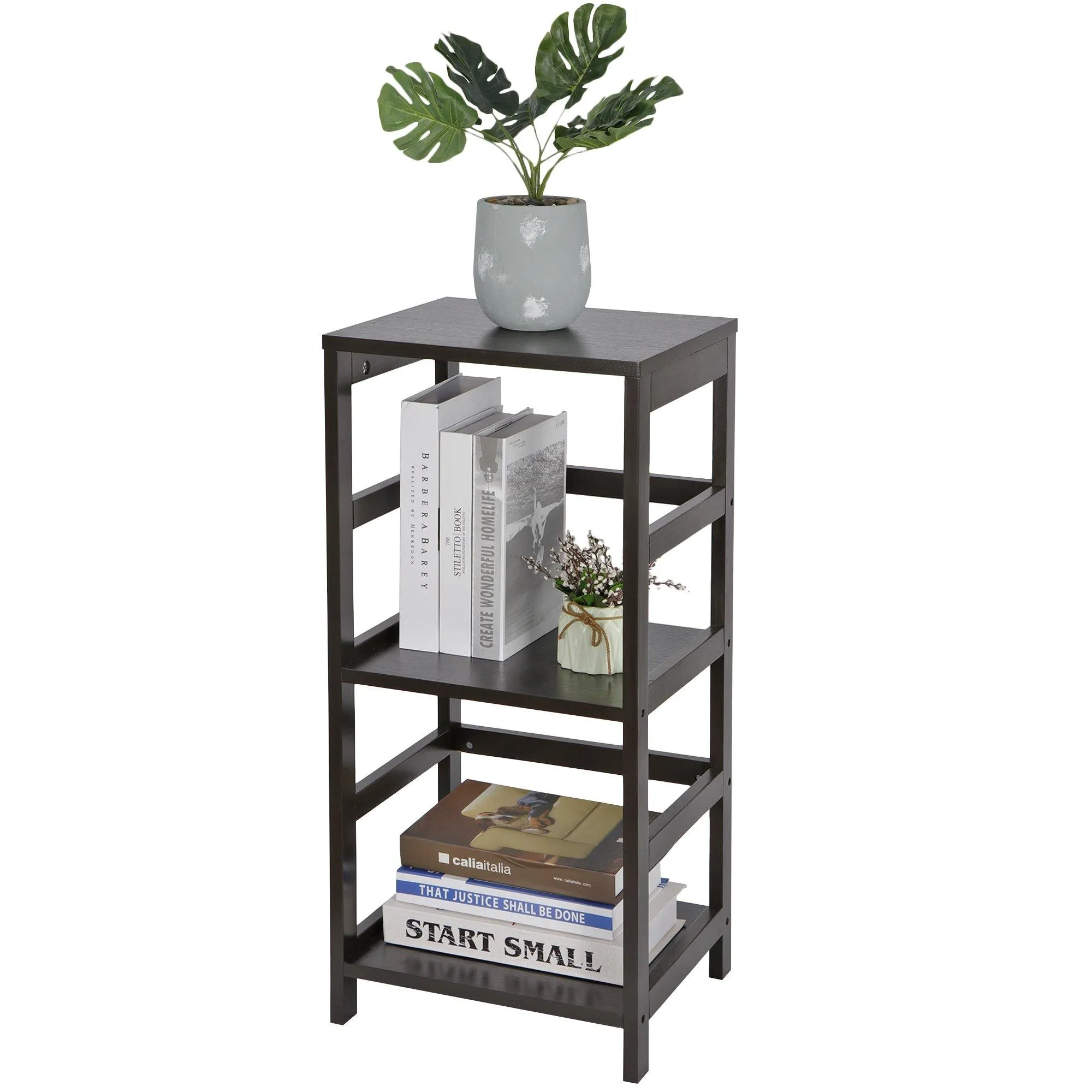 ZENY™ 3-Shelf Open Wood Shelving Unit, Living Room End Table, Side Table w/ Storage Shelf Set of 2