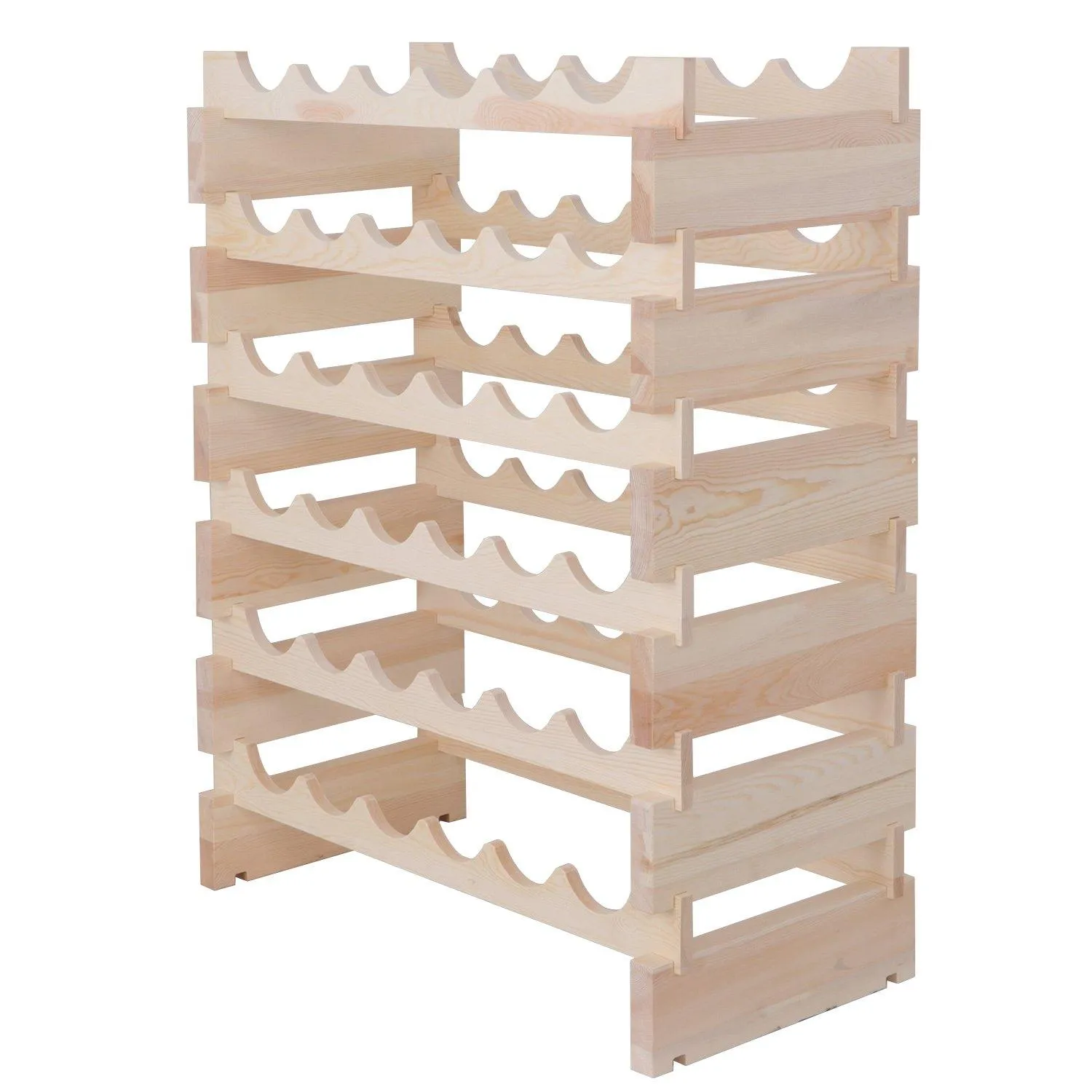 ZENY™ Compact Free-Standing Wine Rack 36 Bottles Stackable Storage 6 Tier Solid Secured Wood Display Shelves