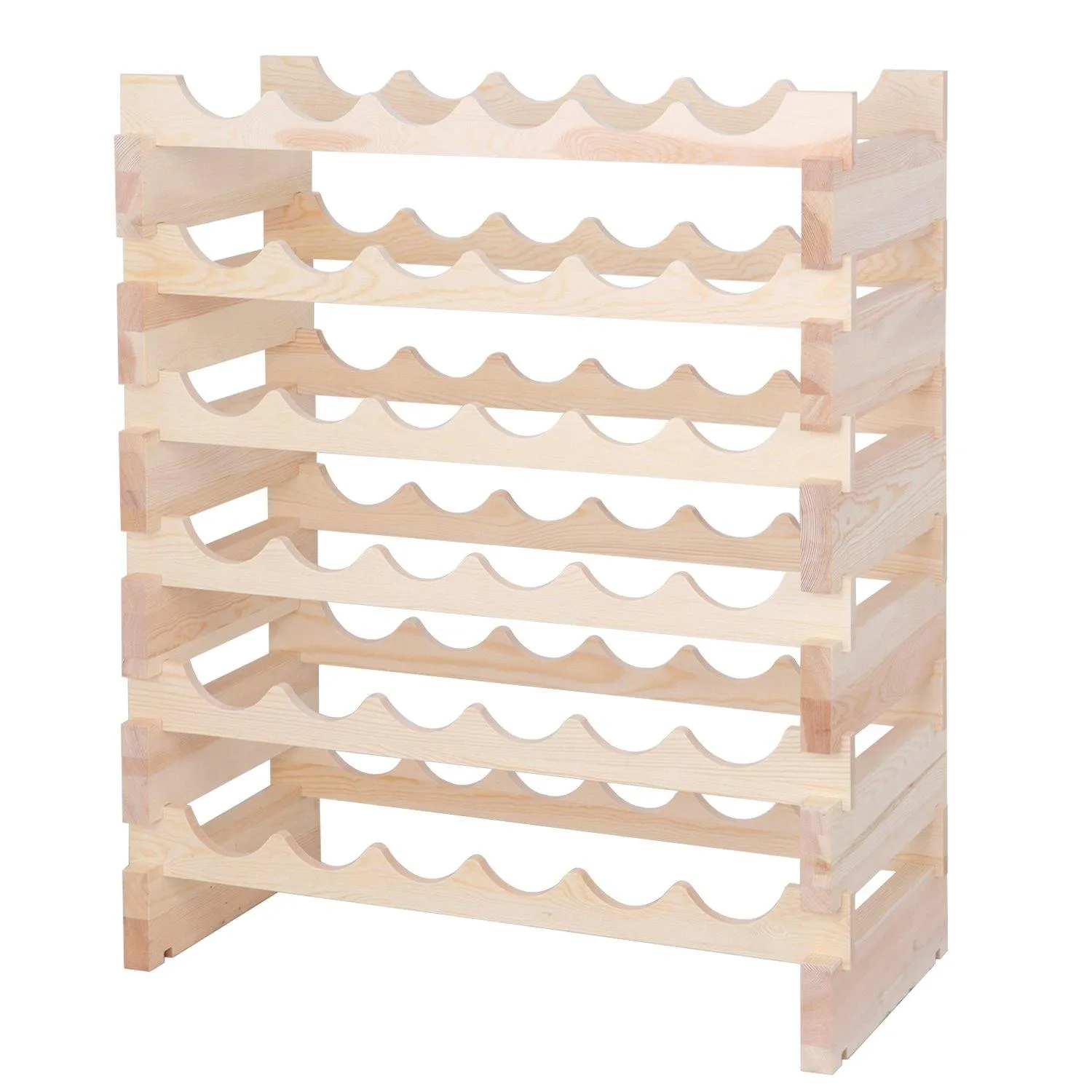 ZENY™ Compact Free-Standing Wine Rack 36 Bottles Stackable Storage 6 Tier Solid Secured Wood Display Shelves